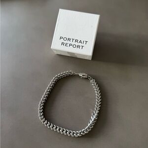 Portrait Report Women Silver Cube Chain Necklace
